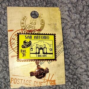Hard Rock Cafe Official Global Retro Stamp Pin San Antonio " I Was Here Series"